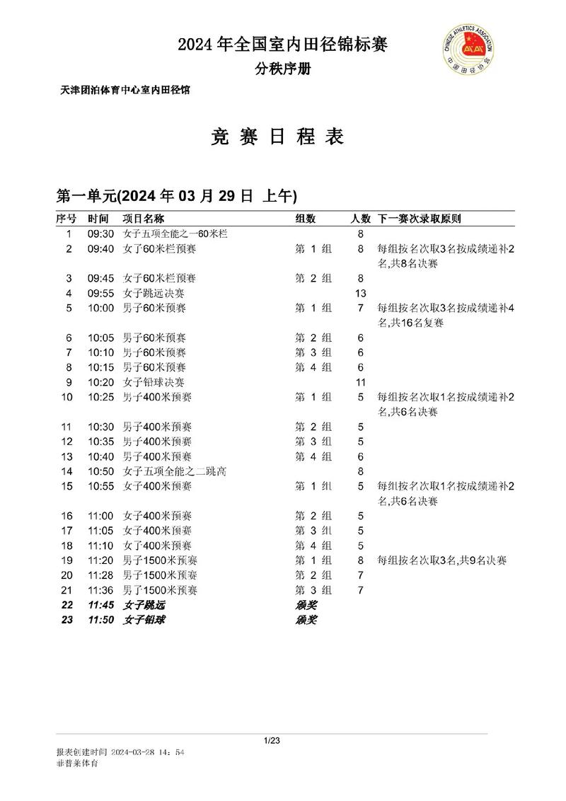 体育比赛时间